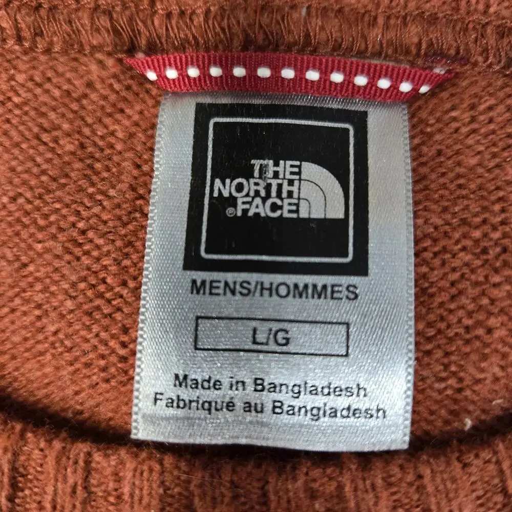 North Face Crew Neck Sweater Men Large Burnt Orange Wool Cotton Gorpcore Outdoor